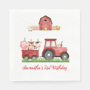 Farm Animals Red Boy Barnyard Birthday Party Napkins