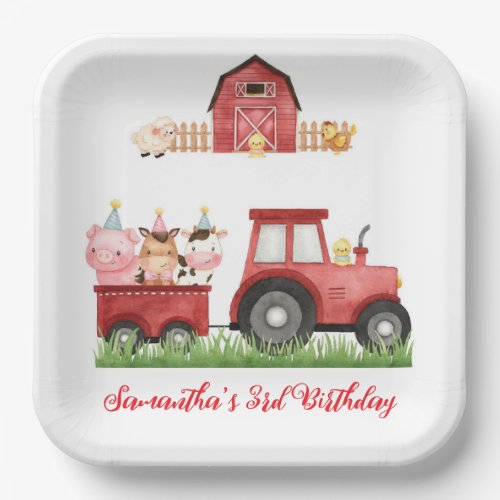 Farm Animals Red Boy Barnyard Birthday Party Paper Plates
