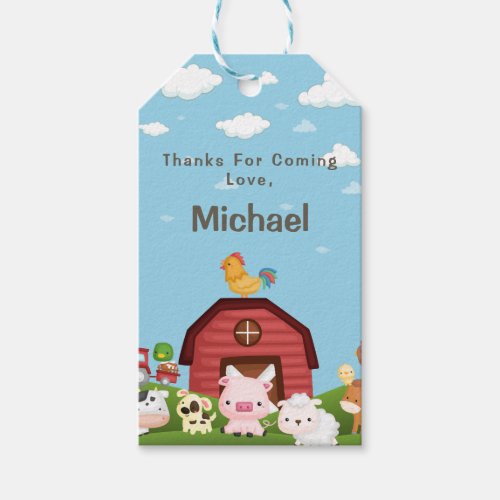 Farm Animals Red Gingham Barnyard Birthday Gift Tags