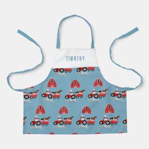 Farm Animals & Red Tractor Barnyard Boys Pattern  Apron