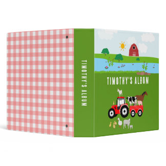 Farm Animals & Red Tractor Barnyard Kids Album 3 Ring Binder