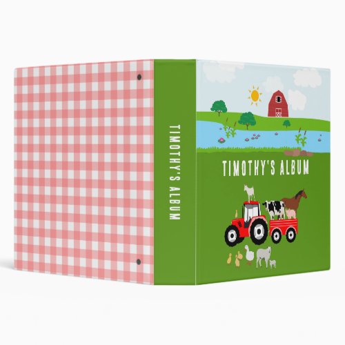 Farm Animals  Red Tractor Barnyard Kids Album 3 Ring Binder