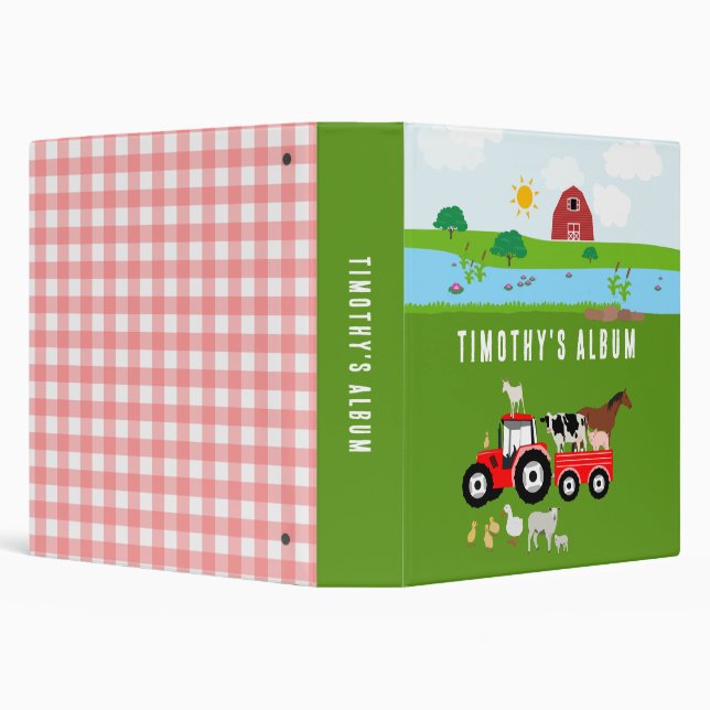 Farm Animals & Red Tractor Barnyard Kids Album 3 Ring Binder (Background)