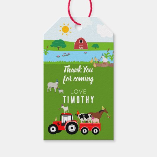 Farm Animals  Red Tractor Birthday Party Theme  Gift Tags