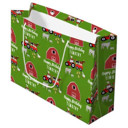 Farm Animals  Red Tractor Birthday Party Theme Large Gift Bag