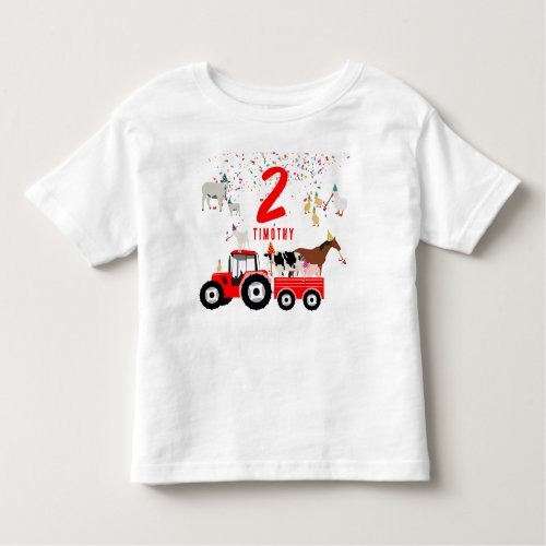 Farm Animals  Red Truck Birthday Party Theme Toddler T_shirt