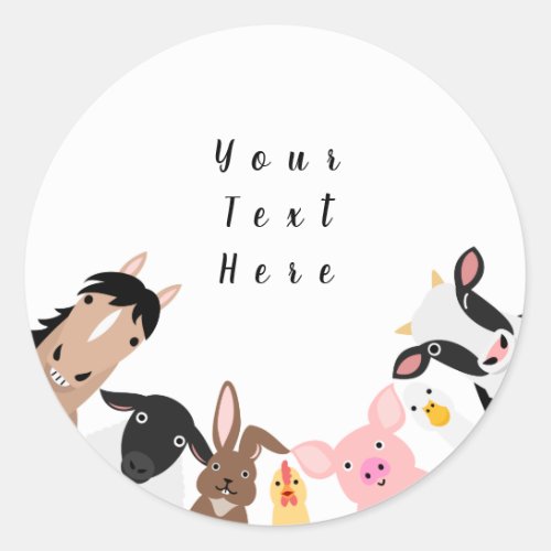 farm animals round sticker