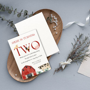 Farm Animals Second Birthday Party Invitation