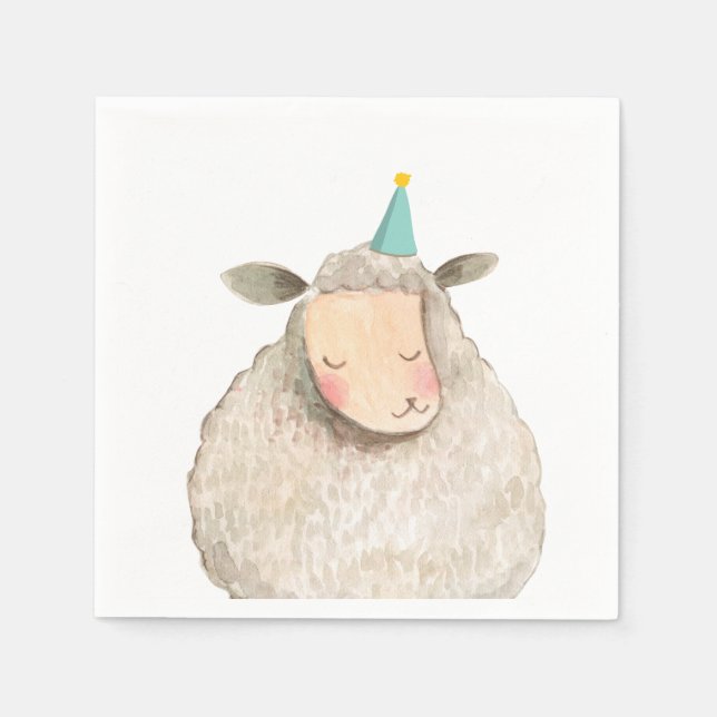 Farm Animals Sheep Birthday Barnyard Party Napkins (Front)