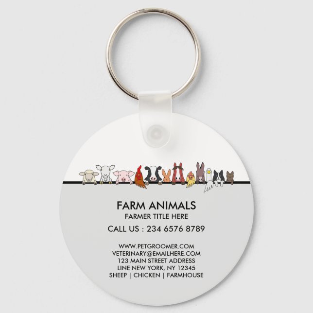 Farm Animals Sheep Chicken Cow brand gift Keychain (Front)