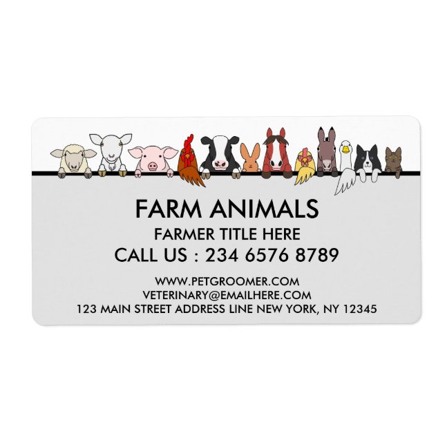 Farm Animals Sheep Chicken Cow client Label (Front)
