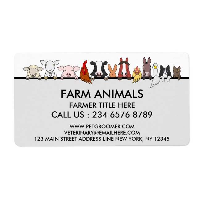 Farm Animals Sheep Chicken Cow client Label