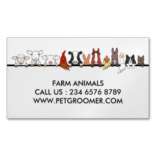 Farm Animals Sheep Chicken Cow customer basic Business Card Magnet