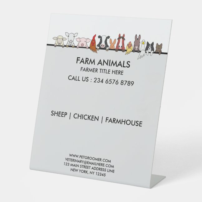 Farm Animals Sheep Chicken Cow office Pedestal Sign