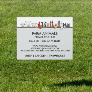 Farm Animals Sheep Chicken Cow Sign