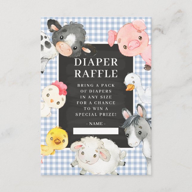 Farm Animals Shower Diaper Raffle Enclosure Card (Front)