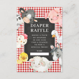 Farm Animals Shower Diaper Raffle Enclosure Card
