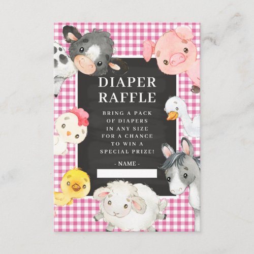 Farm Animals Shower Diaper Raffle Enclosure Card