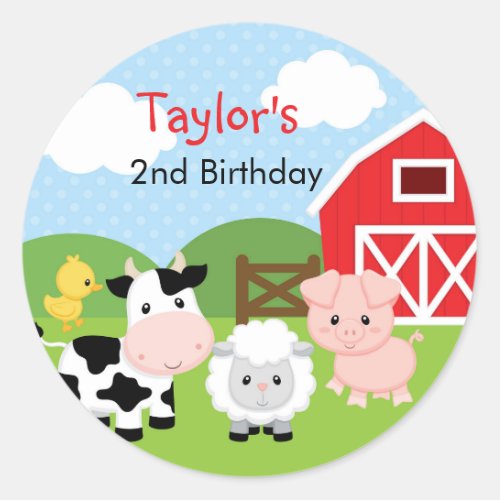 Farm Animals Stickers _ Boy Birthday Party Favor