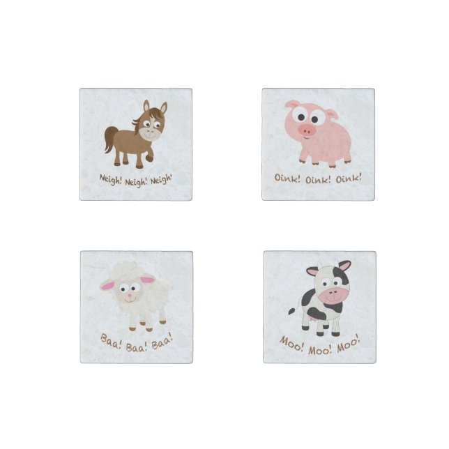 Farm animals stone magnet (Front)