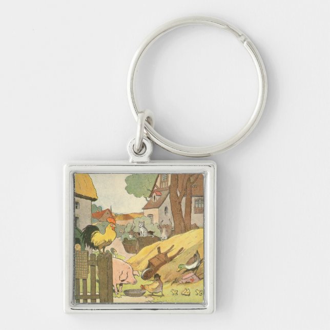 Farm Animals Story Book Illustrated Keychain (Front)