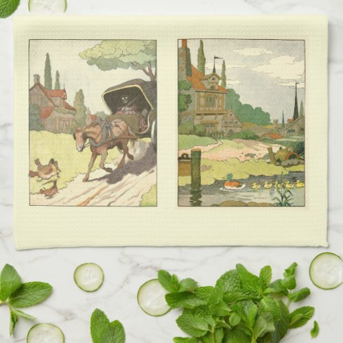 Farm Animals Storybook Illustration Kitchen Towel