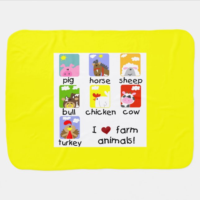 Farm Animals Stroller Blanket (Horizontal)