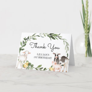 Farm Animals Thank You Card