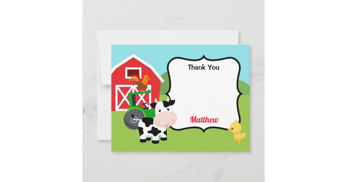 Farm Animals Thank You Card | Zazzle