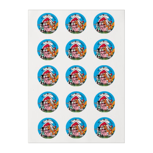 Farm Animals Themed Baby Shower Cupcake Edible Frosting Rounds (Sheet)