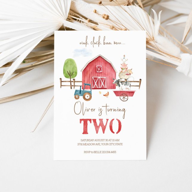 Farm Animals Themed Second Birthday Invitation  (Creator Uploaded)