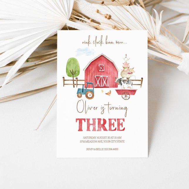 Farm Animals Themed Third Birthday Invitation (Creator Uploaded)