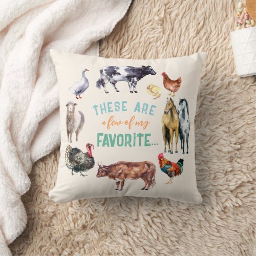 Farm animals These are a few of my watercolor Throw Pillow