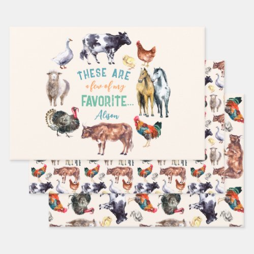 Farm animals These are a few of my watercolor Wrapping Paper Sheets