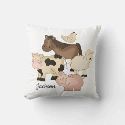 Farm Animals Throw Pillow