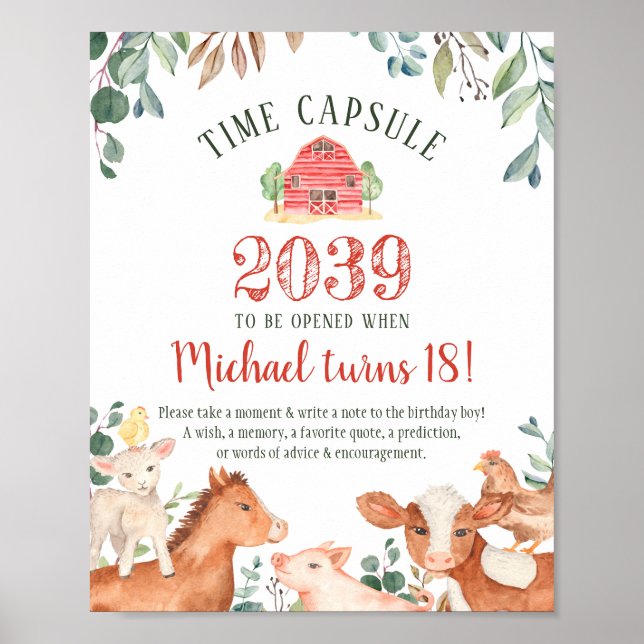 Farm Animals Time Capsule Sign (Front)