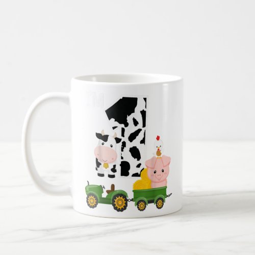 Farm Animals Tractor 1st Birthday 1 Year Old Birth Coffee Mug