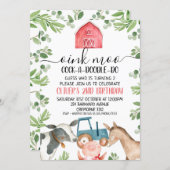 Farm Animals Tractor Foliage 2nd Birthday Invitation (Front/Back)