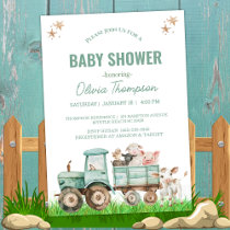 Farm Animals Tractor Gender Neutral Baby Shower   Invitation