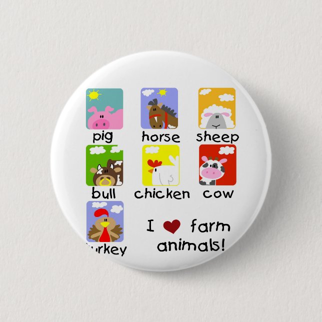 Farm Animals Tshirts and Gifts Button (Front)