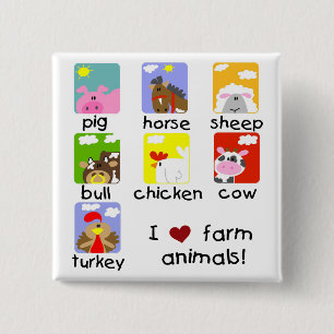 Farm Animals Tshirts and Gifts Button