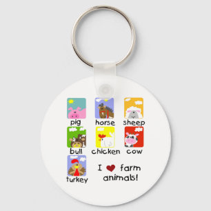 Farm Animals Tshirts and Gifts Keychain