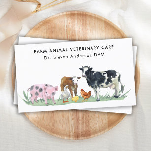 Farm Animals Veterinarian Cow Pig Chicken Farmer Business Card