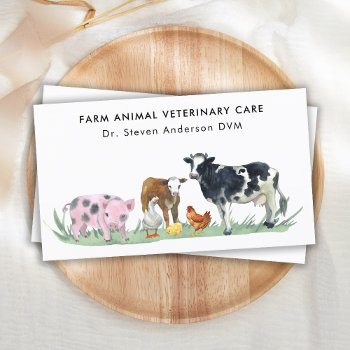 Farm Animals Veterinarian Cow Pig Chicken Farmer Business Card by BlackDogArtJudy at Zazzle
