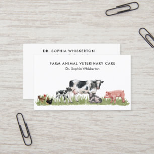 Farm Animals Veterinary Care Cow Pig Chicken Farme Business Card