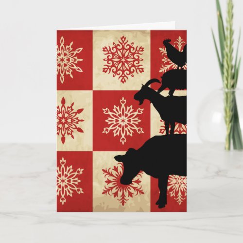 Farm Animals Vintage Style Country Christmas Holiday Card