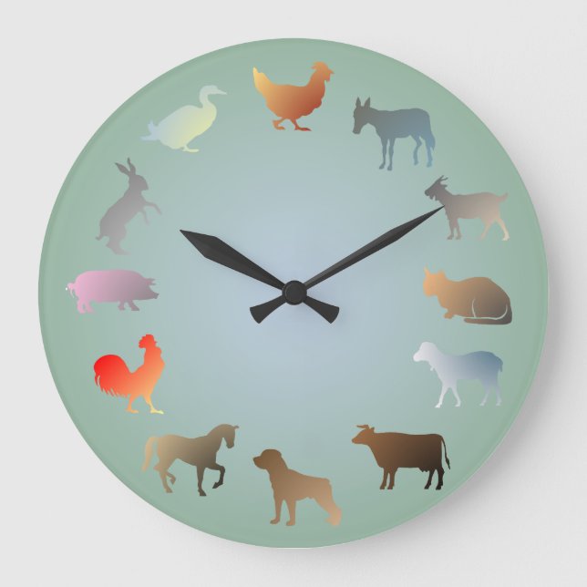 Farm Animals Wall Clock (Front)