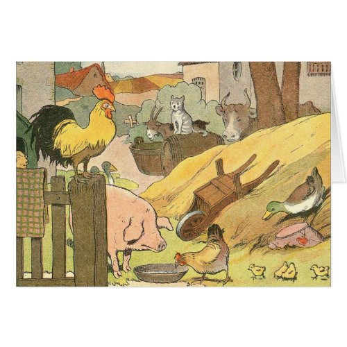 Farm Animals Watercolor Card