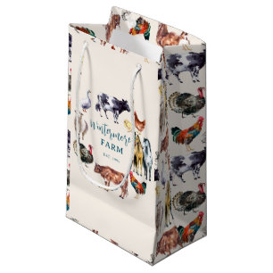 Farm animals watercolor farm business ivory small gift bag