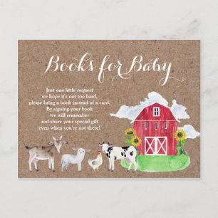 FARM ANIMALS watercolor kraft Books for Baby Invitation Postcard